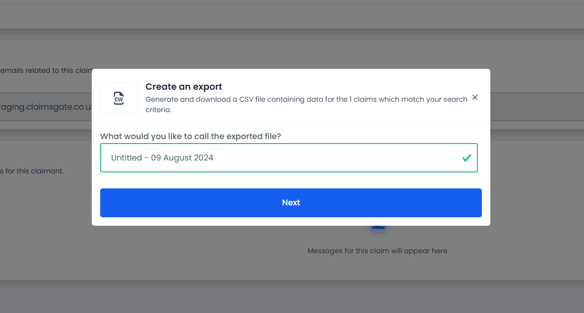 An image of a selecting the claim view