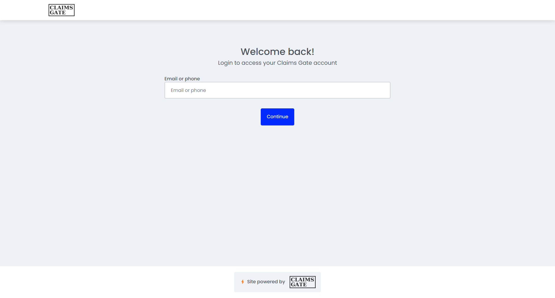 An image of the login page