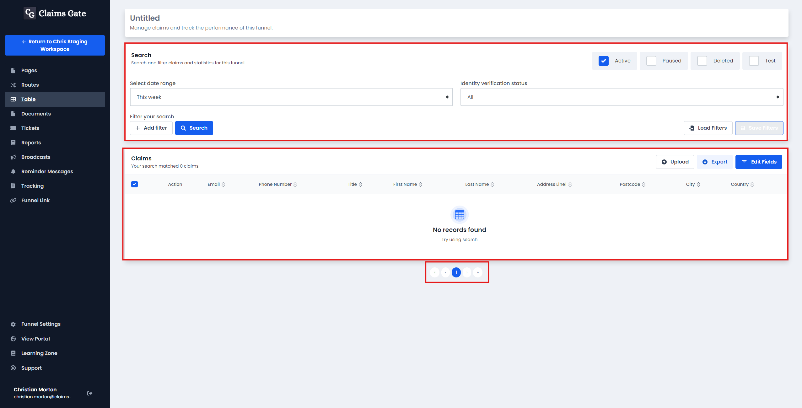 An image of the search and table components