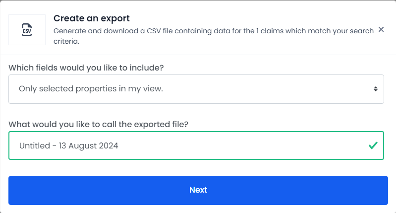 An image of a selecting the claim view